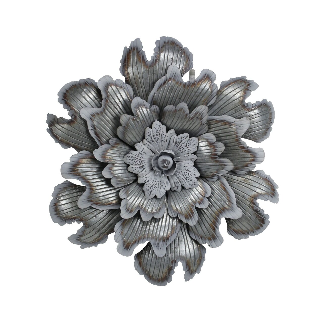 Contemporary Home Living 26.5" Gray and Silver Galvanized Flower Wall Decoration